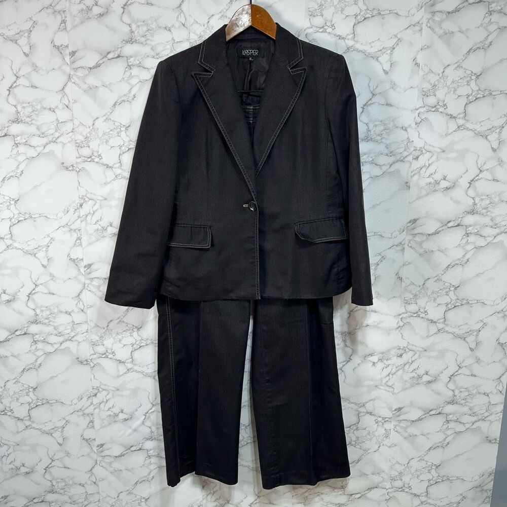 Kasper Women’s 2 Piece Suit Pants/Blazer sz 12 Brown Y2K #F498